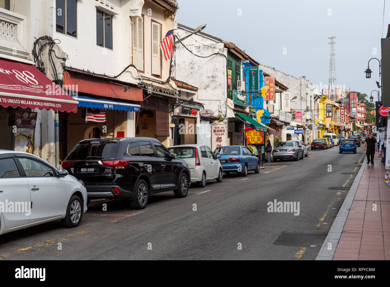 Hang Jebat Street Scene, Melaka, Malasia. Foto de stock