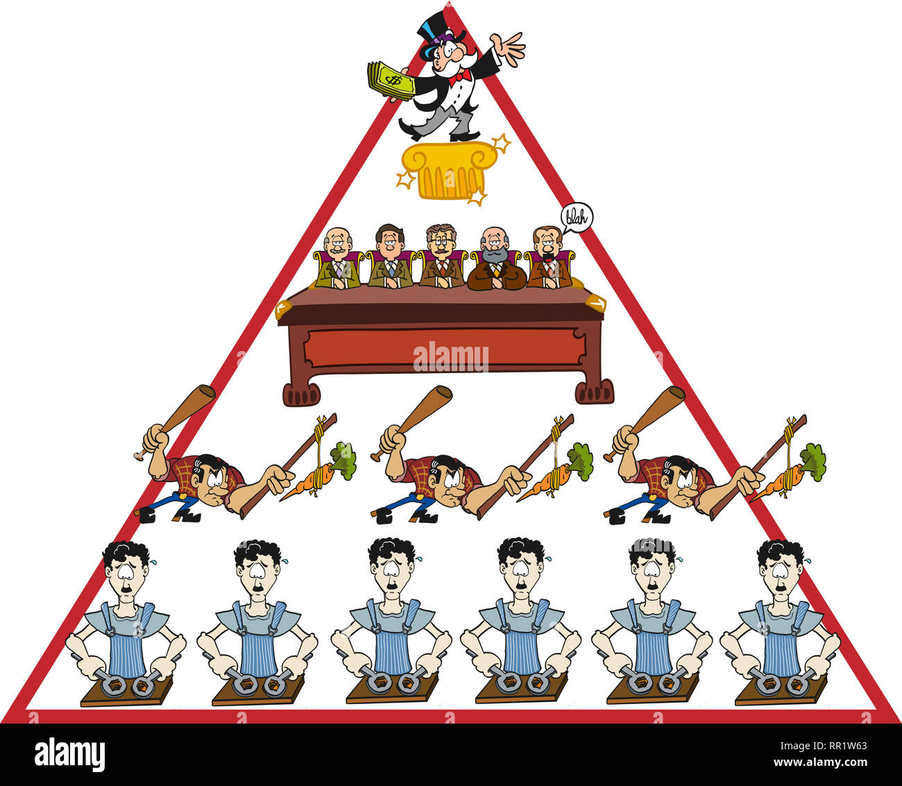 Pirámide de la jerarquía tradicional en los negocios Foto de stock