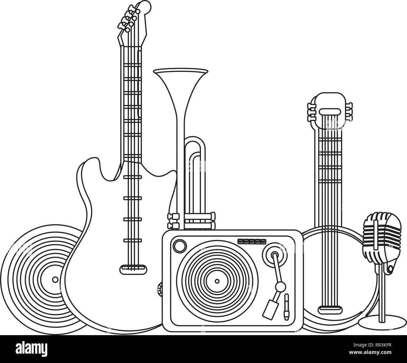 Elementos de la música de dibujos animados Imagen Vector de stock - Alamy