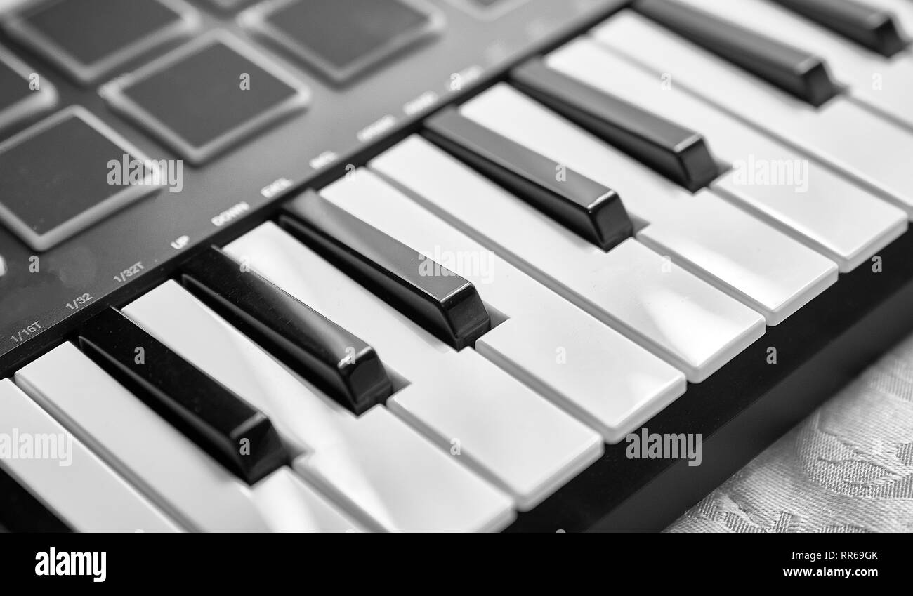 líder protestante Ellos En el teclado del piano digital electrónica en un concierto Fotografía de  stock - Alamy