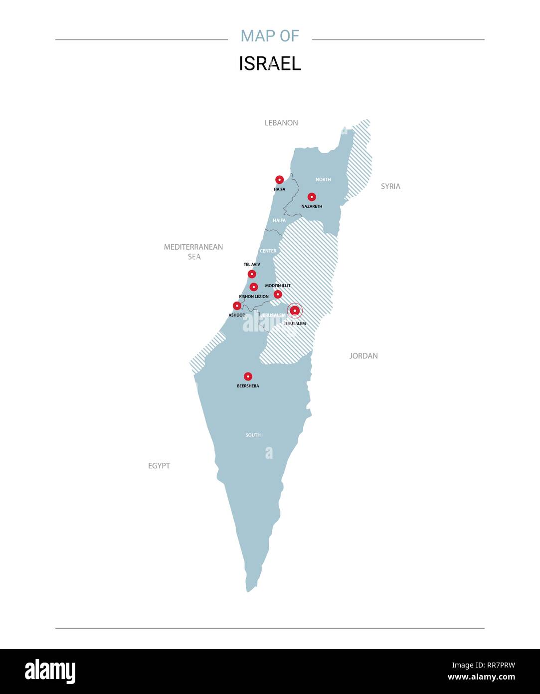 Israel Mapa De Vectores Plantilla Modificable Con Regiones Ciudades