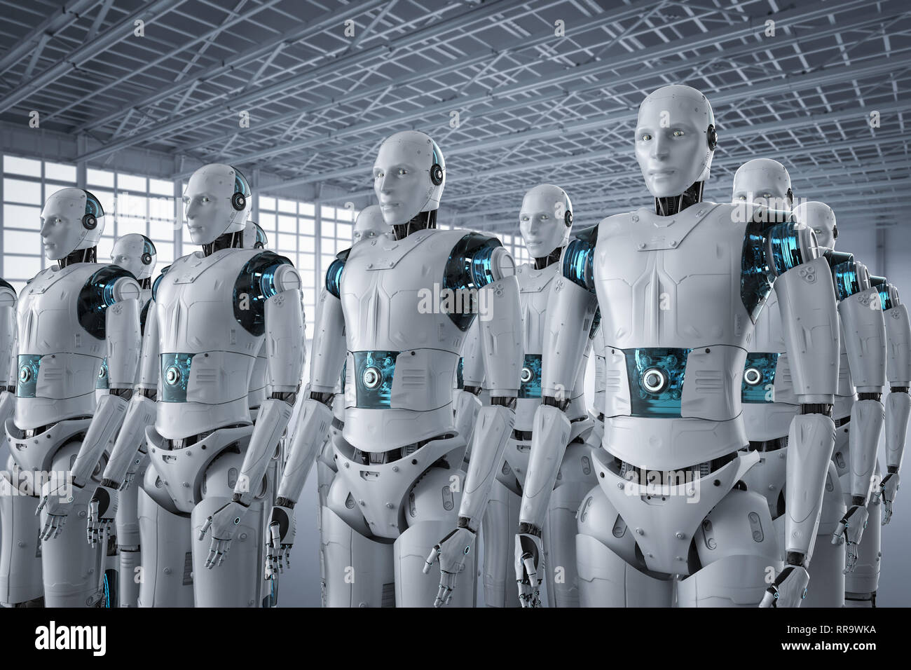 Ropa extremadamente deseo 3D rendering conjunto robot o grupo de cyborgs Fotografía de stock - Alamy