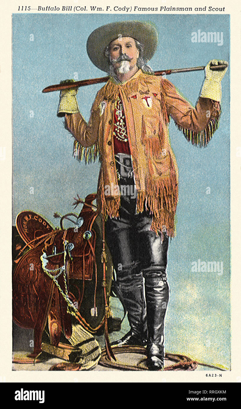 Buffalo Bill Coronel William F. Cody con montura. Foto de stock