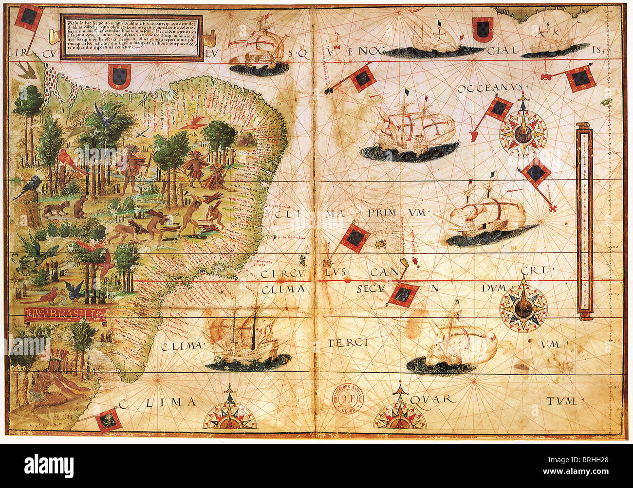 Mapa de Brasil 1519. Foto de stock