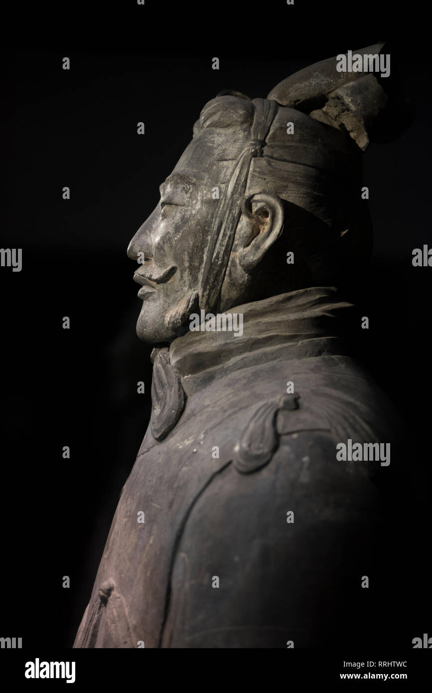 Ejército de terracota de Qin en el museo de figuras de guerreros y caballos de terracota en Xi'an, provincia de Shaanxi, China, Asia Foto de stock