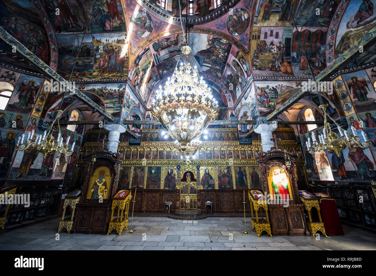 Los murales en el monasterio de Bachkovo, montes Ródope, Bulgaria, Europa Foto de stock