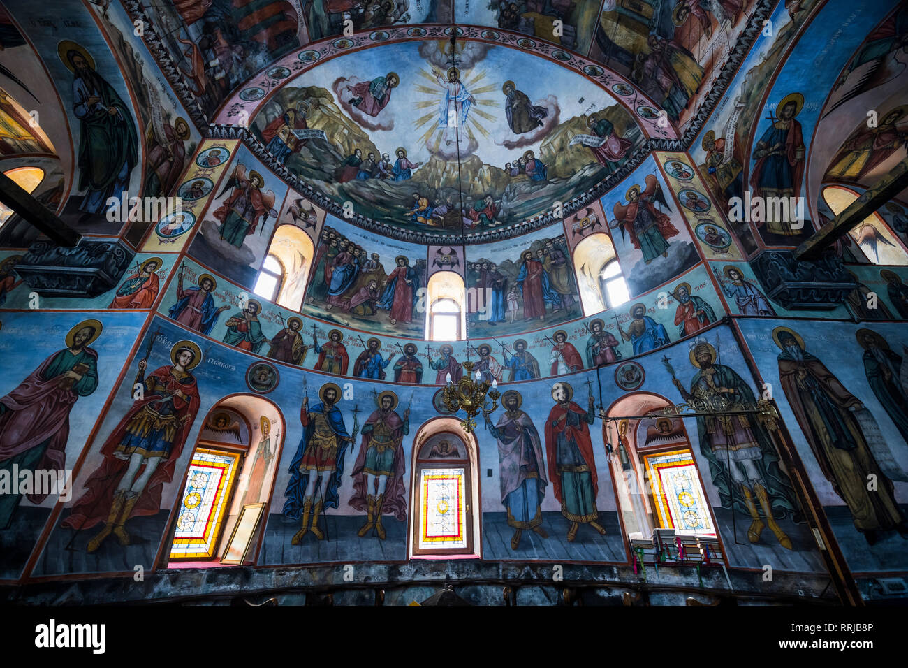 Los murales en el monasterio de Bachkovo, montes Ródope, Bulgaria, Europa Foto de stock