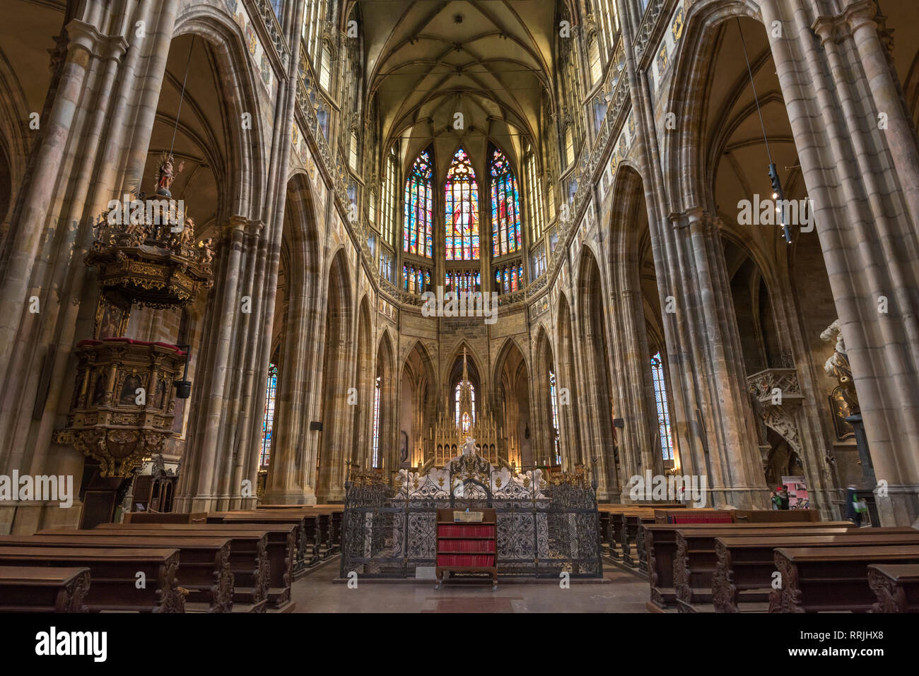 Catedral de San Vito, el Castillo de Praga, Mala Strana, Sitio del Patrimonio Mundial de la UNESCO, Praga, República Checa, Europa Foto de stock