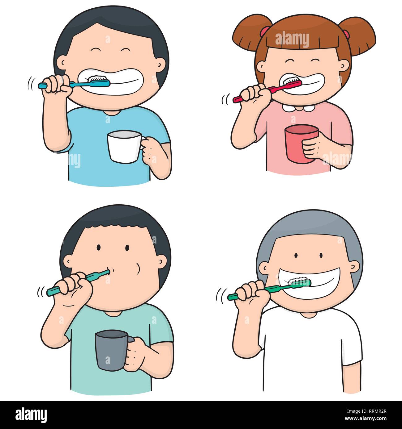 Set de vectores de los niños cepillarse los dientes Imagen Vector de stock  - Alamy