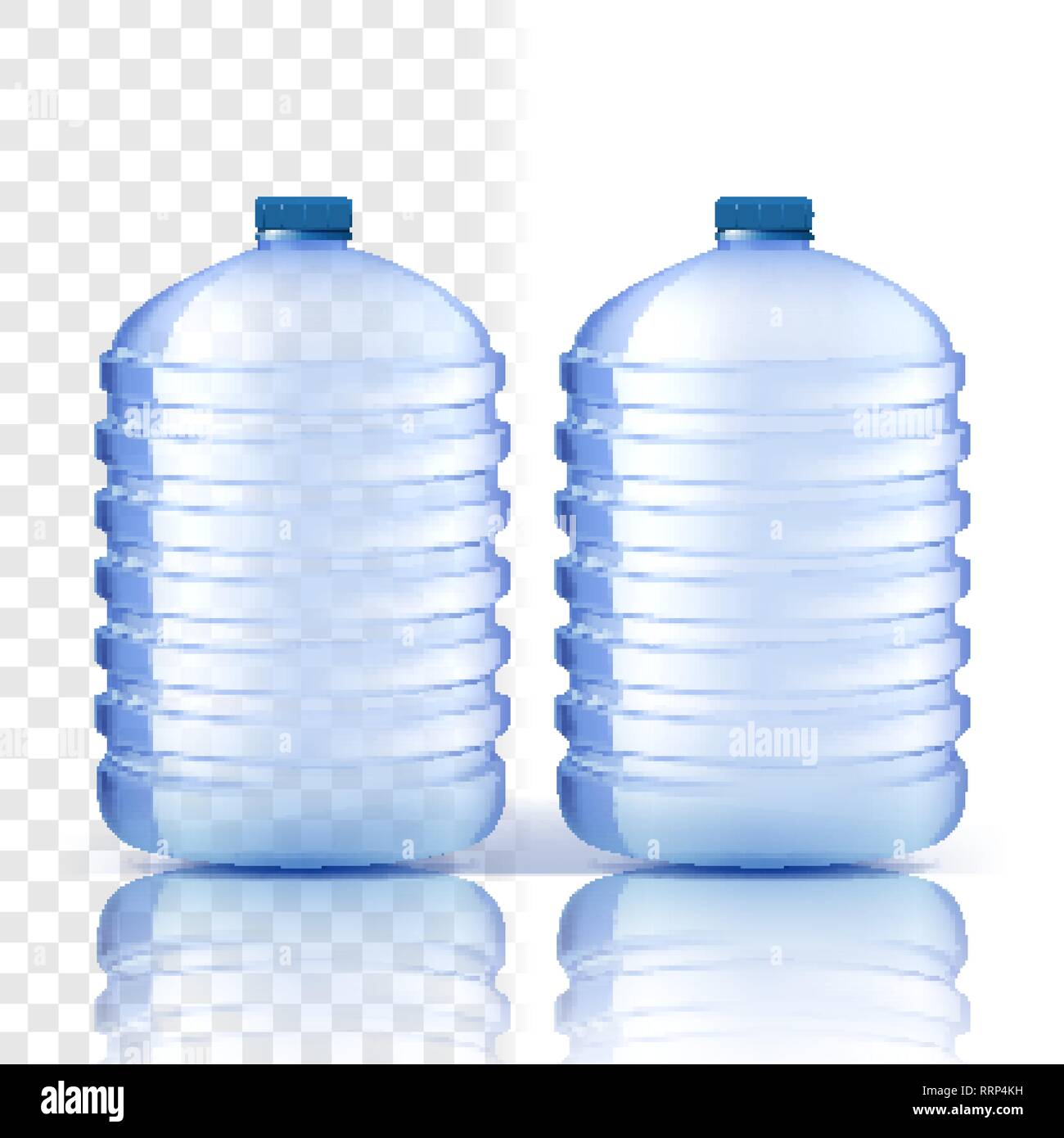 Botella de plástico de Vector. Limpiar la tapa. Azul clásico con la tapa de  una botella de agua. Recipiente para beber, bebidas líquidas, gaseosas, los  jugos. Diseño de marca Imagen Vector de