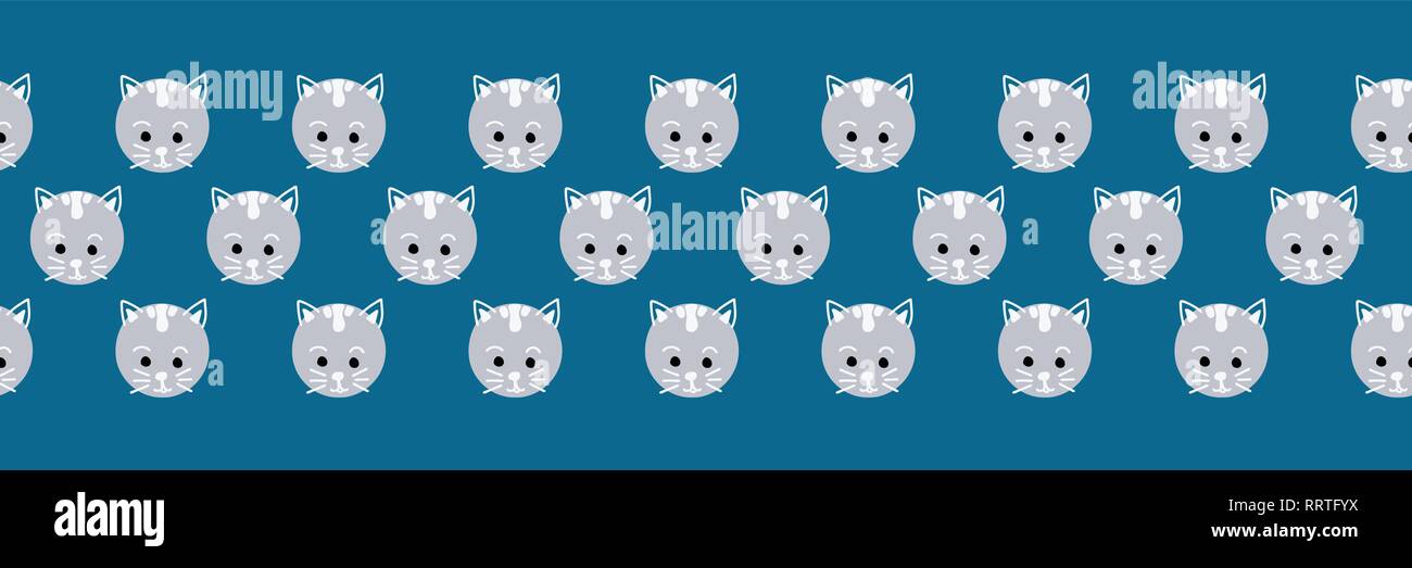 Lindo gato rostros seamless vector frontera. Cute kitty lunares sobre fondo  azul. Fun kids diseño geométrico. Utilizar niños para tela, decoración,  envoltorios de regalo, el pac Imagen Vector de stock - Alamy