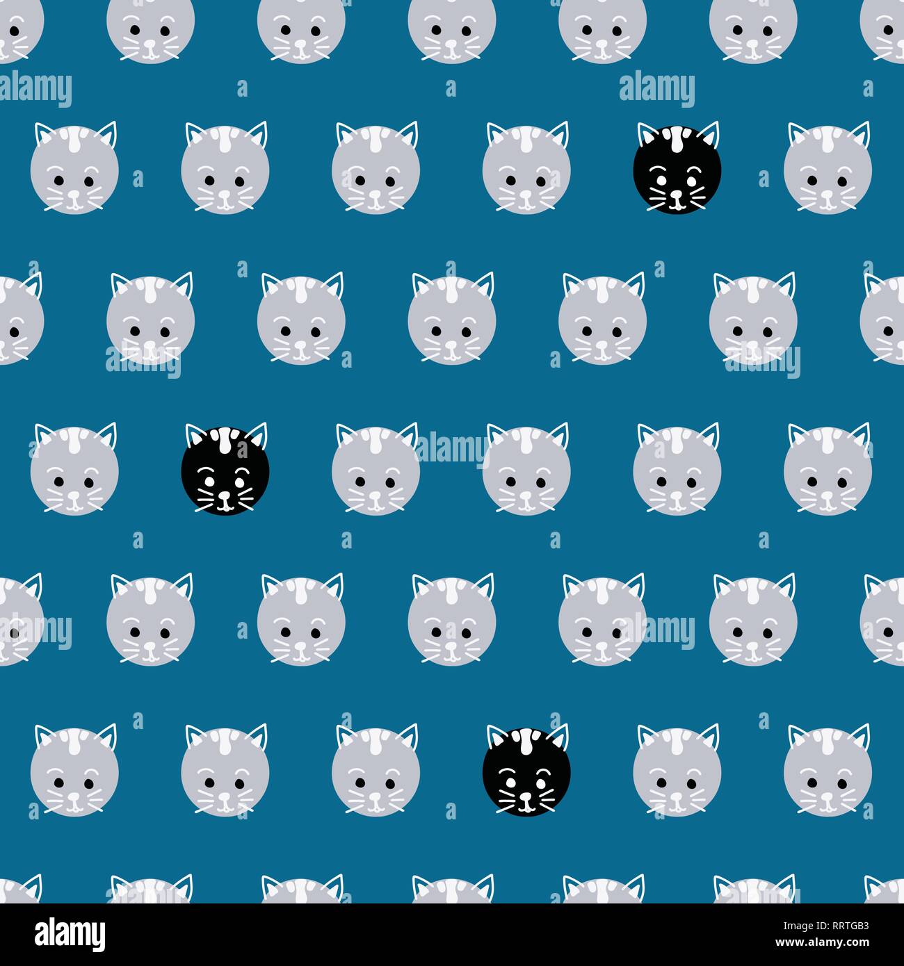 Lindo gato rostros seamless vector patrón. Cute kitty lunares sobre fondo  azul. Fun kids diseño geométrico. Utilizar niños para tela, decoración,  envoltorios de regalo, embalaje, papel digital, tarjetas, servicio de  canguro Imagen