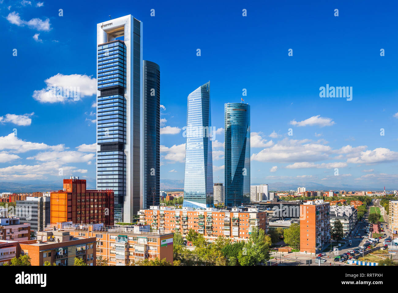 Madrid, España skyline del distrito financiero. Foto de stock