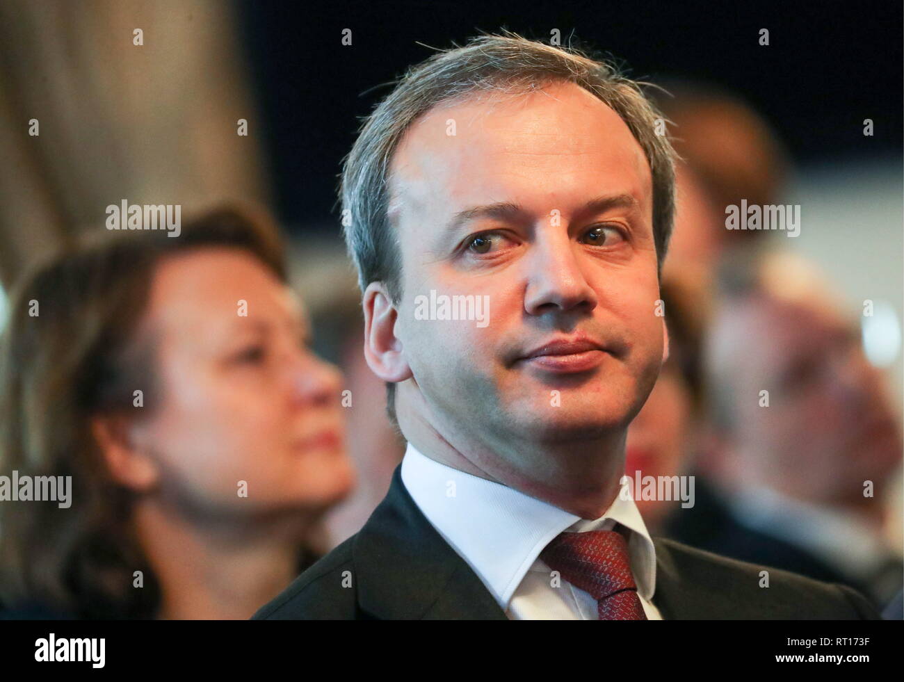 Moscú, Rusia. 27 Feb, 2019. Moscú, Rusia - Febrero 27, 2019: Fundación Skolkovo Copresidente Arkady Dvorkovich en la reunión final de la Rusia de 2018 el Comité Local de Organización del consejo de vigilancia. Sergei Savostyanov/TASS Crédito: Agencia de Noticias ITAR-TASS/Alamy Live News Foto de stock
