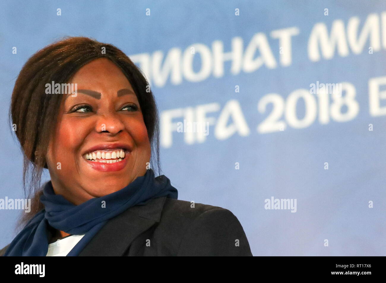 Moscú, Rusia. 27 Feb, 2019. Moscú, Rusia - Febrero 27, 2019: El Secretario General de la FIFA, Fatma Samoura en la reunión final de la Rusia de 2018 el Comité Local de Organización del consejo de vigilancia. Sergei Savostyanov/TASS Crédito: Agencia de Noticias ITAR-TASS/Alamy Live News Foto de stock
