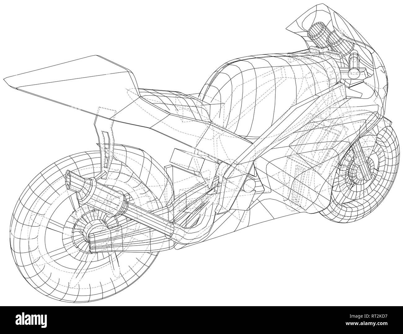 Blueprint moto deportiva. Formato EPS10. Vector creado en 3D Ilustración del Vector