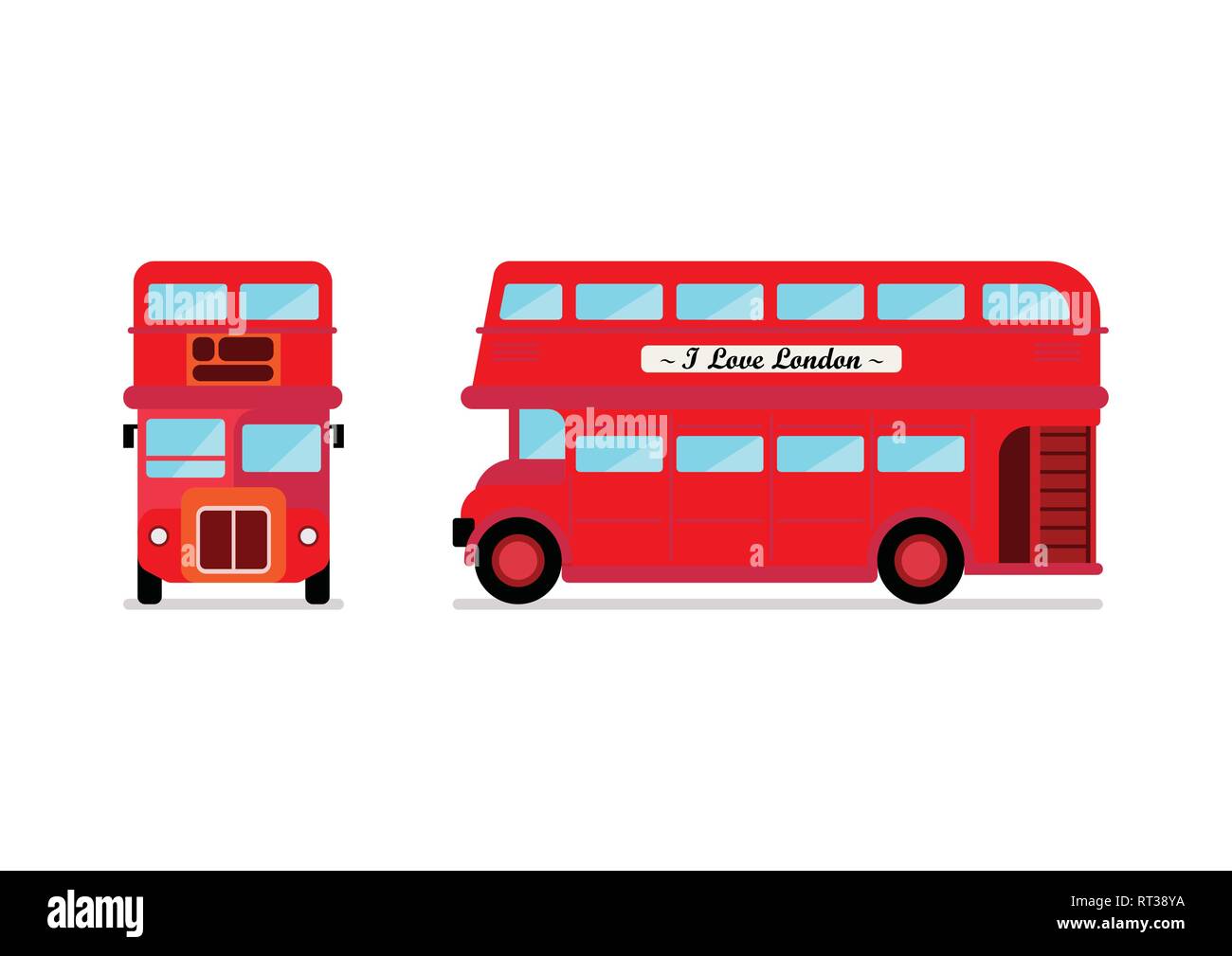 Los autobuses de la ciudad de Londres Vista frontal y lateral. Ilustración vectorial Ilustración del Vector