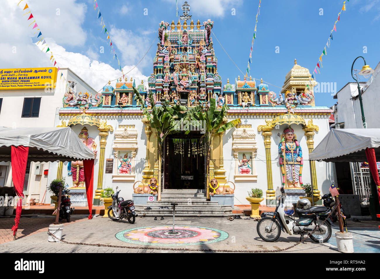 Templo hindú, Sri Maha Mariamman, George Town, en Penang, Malasia. Foto de stock