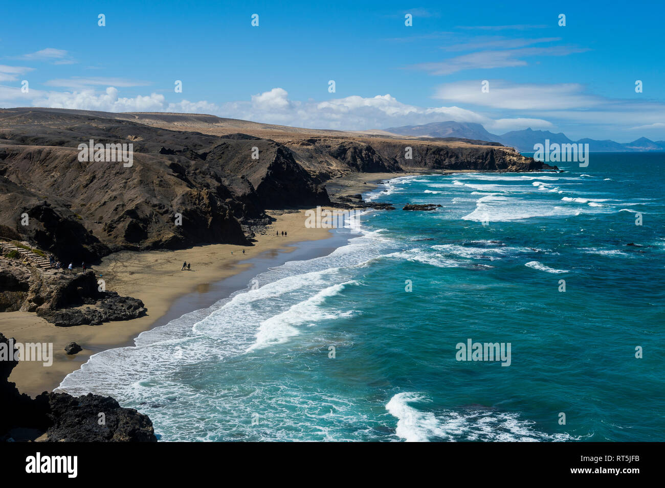 España, Islas Canarias, Fuerteventura, El Cotillo, Playa del viejo rey Foto de stock