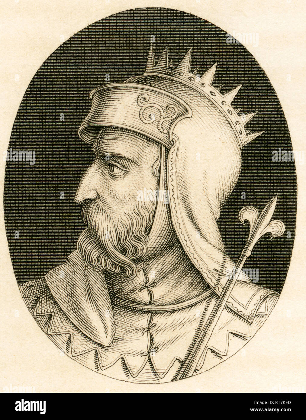 Pepin, la dinastía carolingia, grabado de Stahlheim copperplate, aproximadamente 1840ª., Copyright del artista no ha de ser borrado Foto de stock