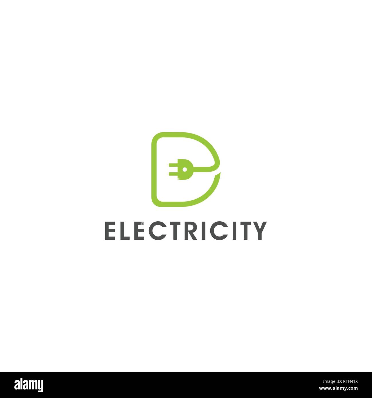 Carta D electricidad enchufe vector logo design diseño de logotipos, potencia de diseño de logotipo de stock Ilustración del Vector
