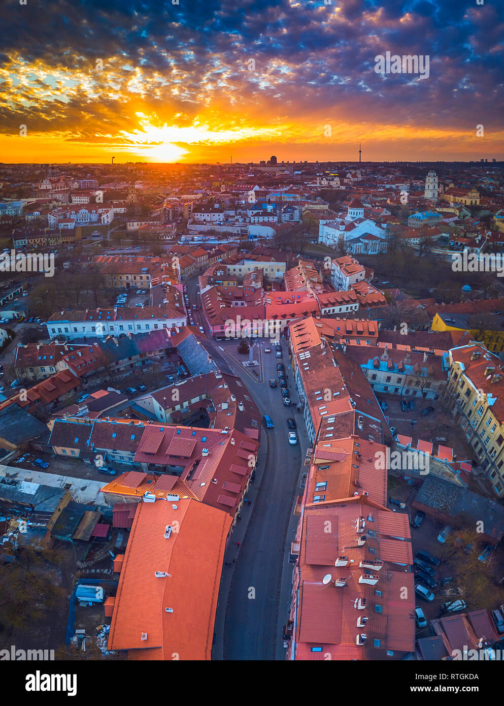 Vilna, Lituania - vista aérea de la ciudad vieja de Vilnius Foto de stock