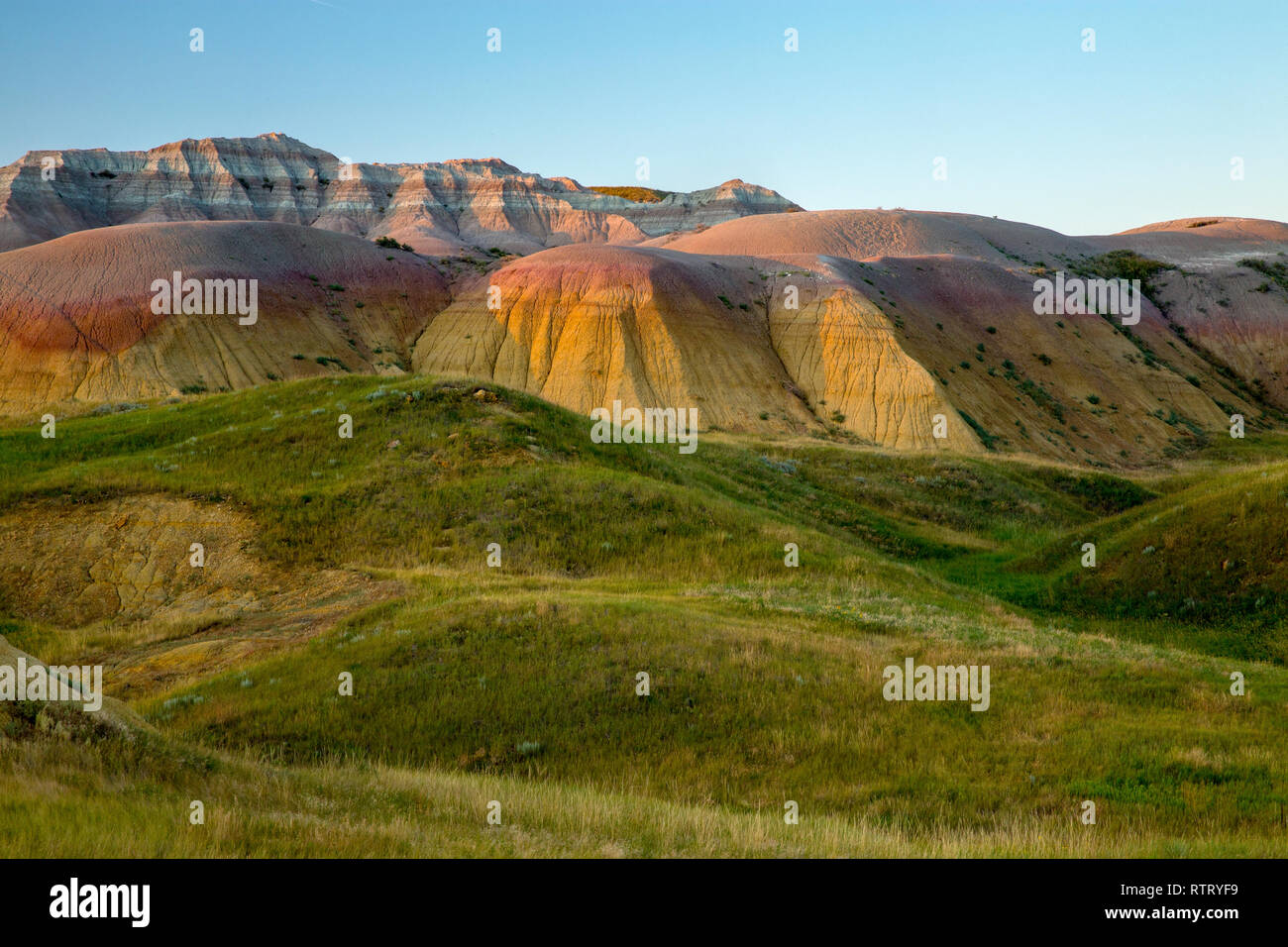 Erosión de las texturas de los badlands National Park, South Dakota, Buffalo Gap praderas Foto de stock