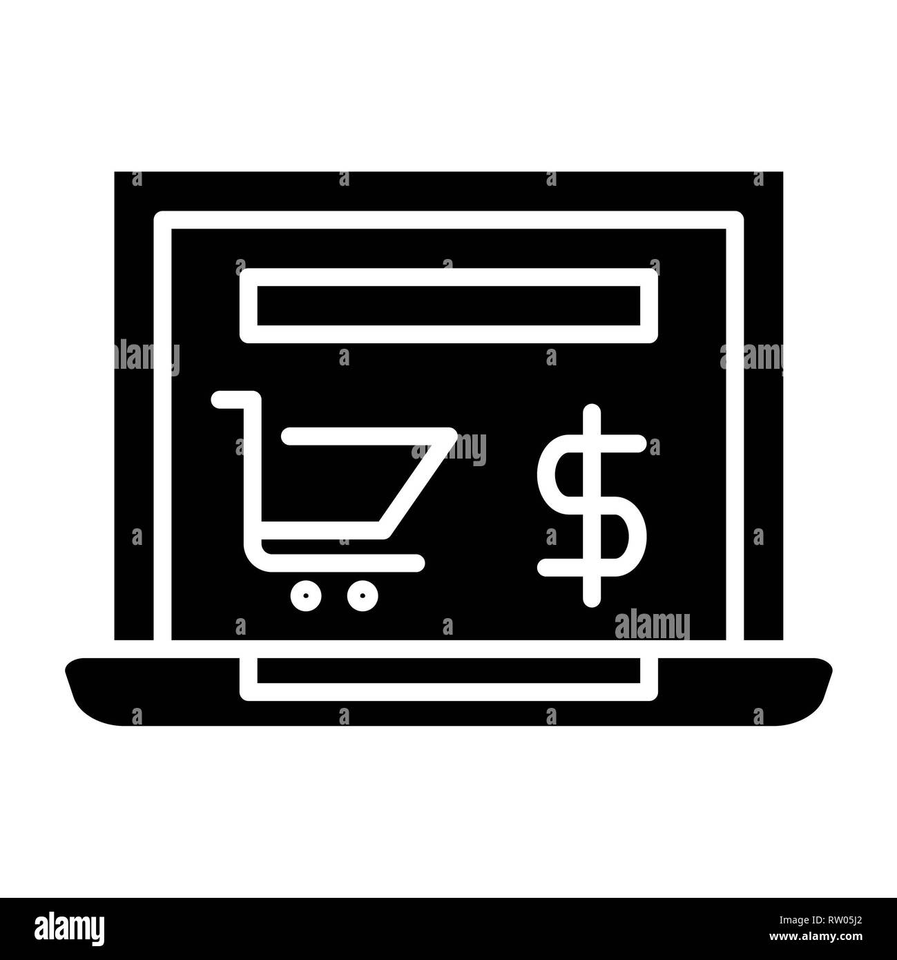 Tienda Online Icono, ilustración vectorial, Glifo de E-Commerce Foto de stock