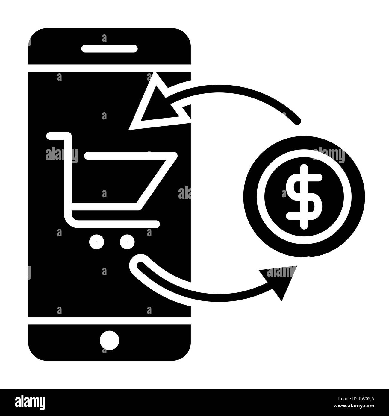 Icono de transacciones online, ilustración vectorial, Glifo de E-Commerce Foto de stock