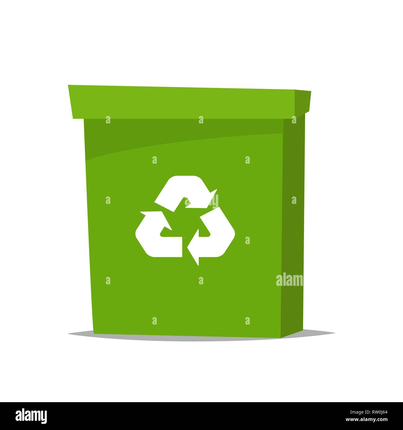 Gran verde reciclar basura con el símbolo de reciclaje. Papelera en el  estilo de dibujos animados. La papelera de reciclaje. Ilustración vectorial  Imagen Vector de stock - Alamy