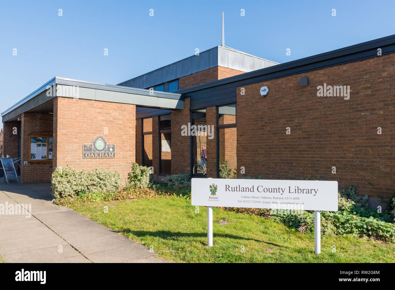 Rutland County Library en Oakham, la ciudad del condado de Rutland, en la región de East Midlands Foto de stock