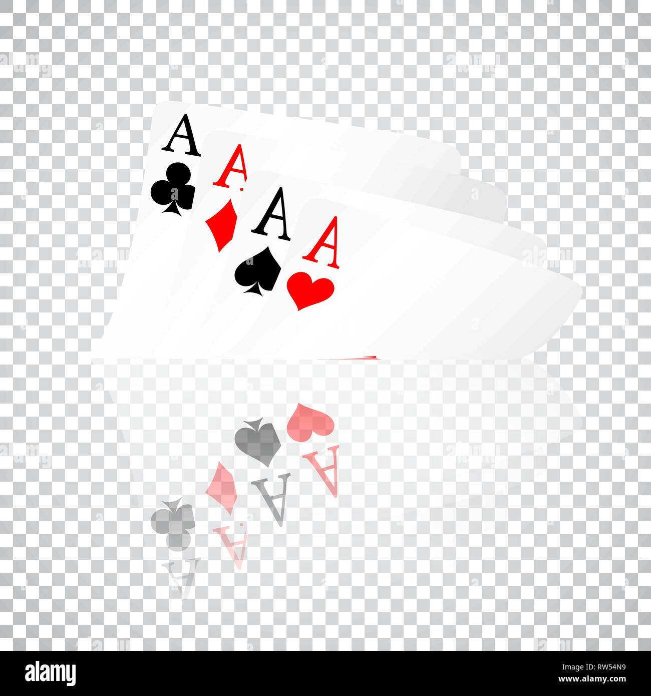 Conjunto de cuatro ases naipes trajes. Mano de póquer ganadora. Juego de corazones, picas Conjunto de cuatro ases naipes trajes. Mano de póquer ganadora. Juego de corazones, picas