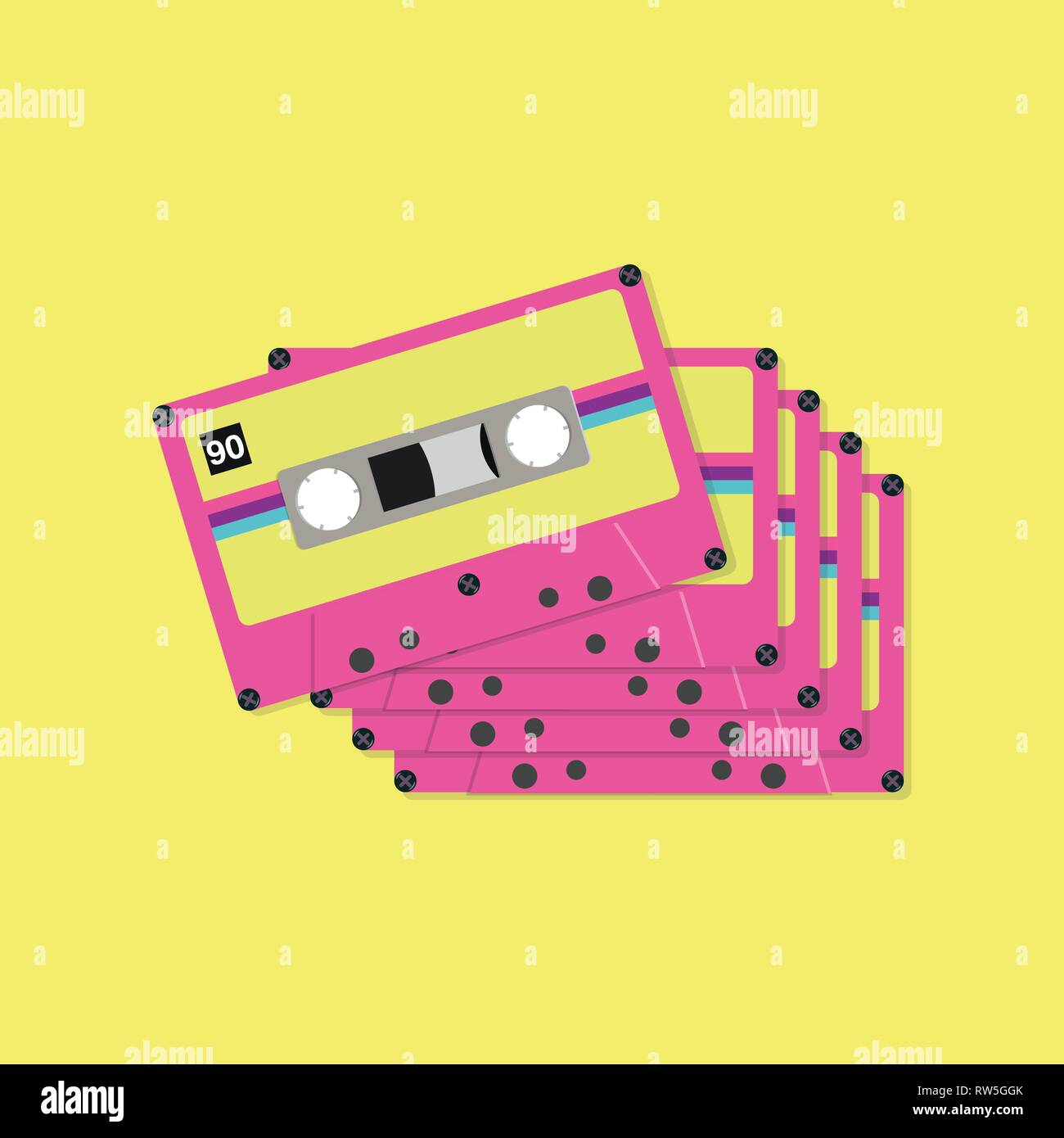 Cintas de cassette de cinta en estilo plano. Póster ilustración vectorial Ilustración del Vector
