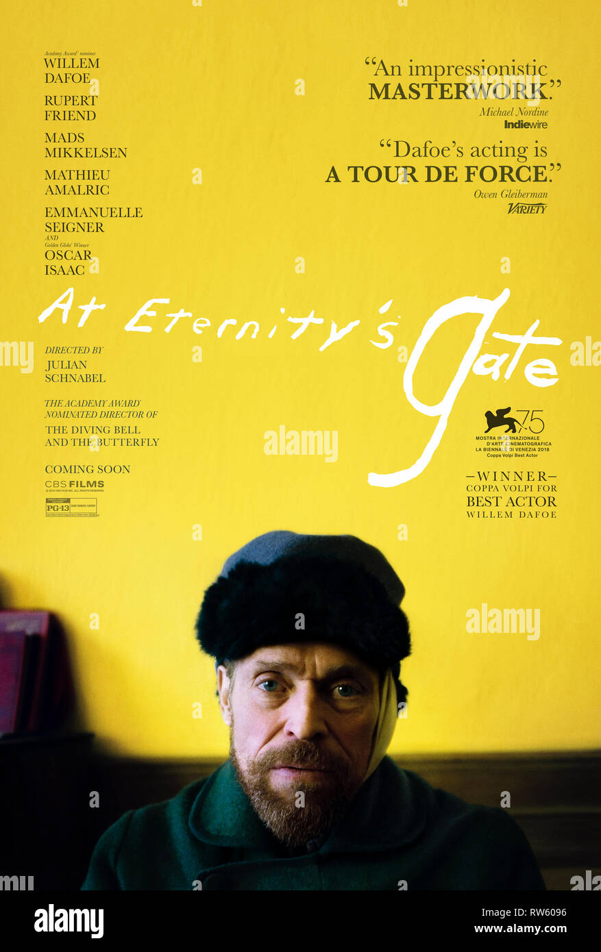 En la puerta de la Eternidad (2018), dirigida por Julian Schnabel y protagonizada por Willem Dafoe, Rupert Friend y Oscar Isaac. Biopic sobre la vida de Vincent van Gogh. Foto de stock