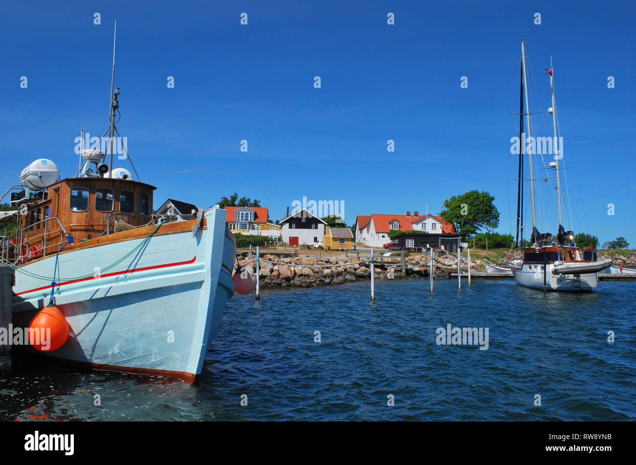 Marup Harbour, la isla de Samsoe, de Jutlandia, Dinamarca, Escandinavia, Europa Foto de stock