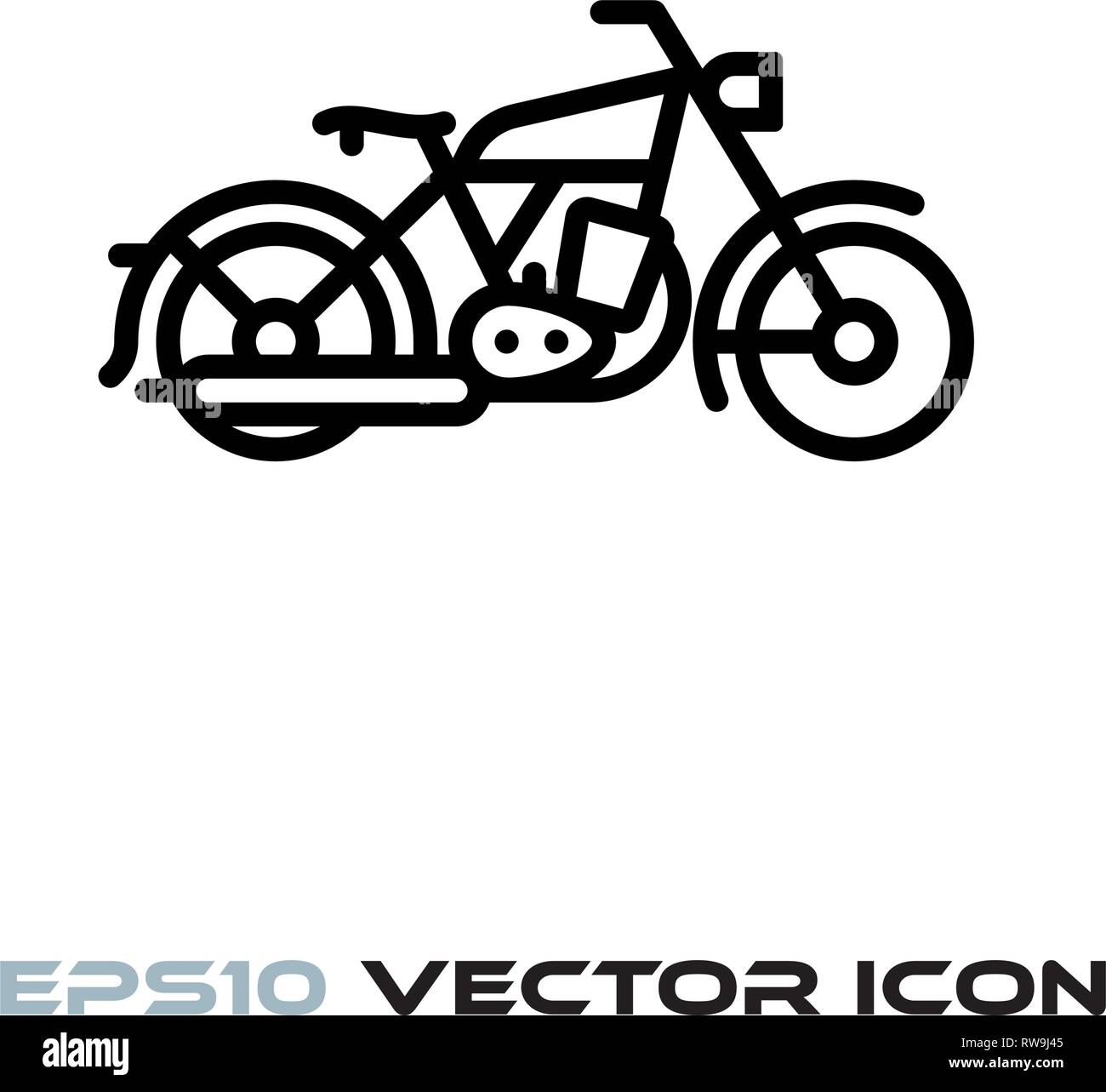 Vintage Motorcycle línea plana icono ilustración vectorial Ilustración del Vector