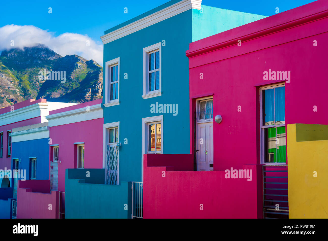 Las casas de colores de Bo-Kaap, Cape Town, Sudáfrica Foto de stock