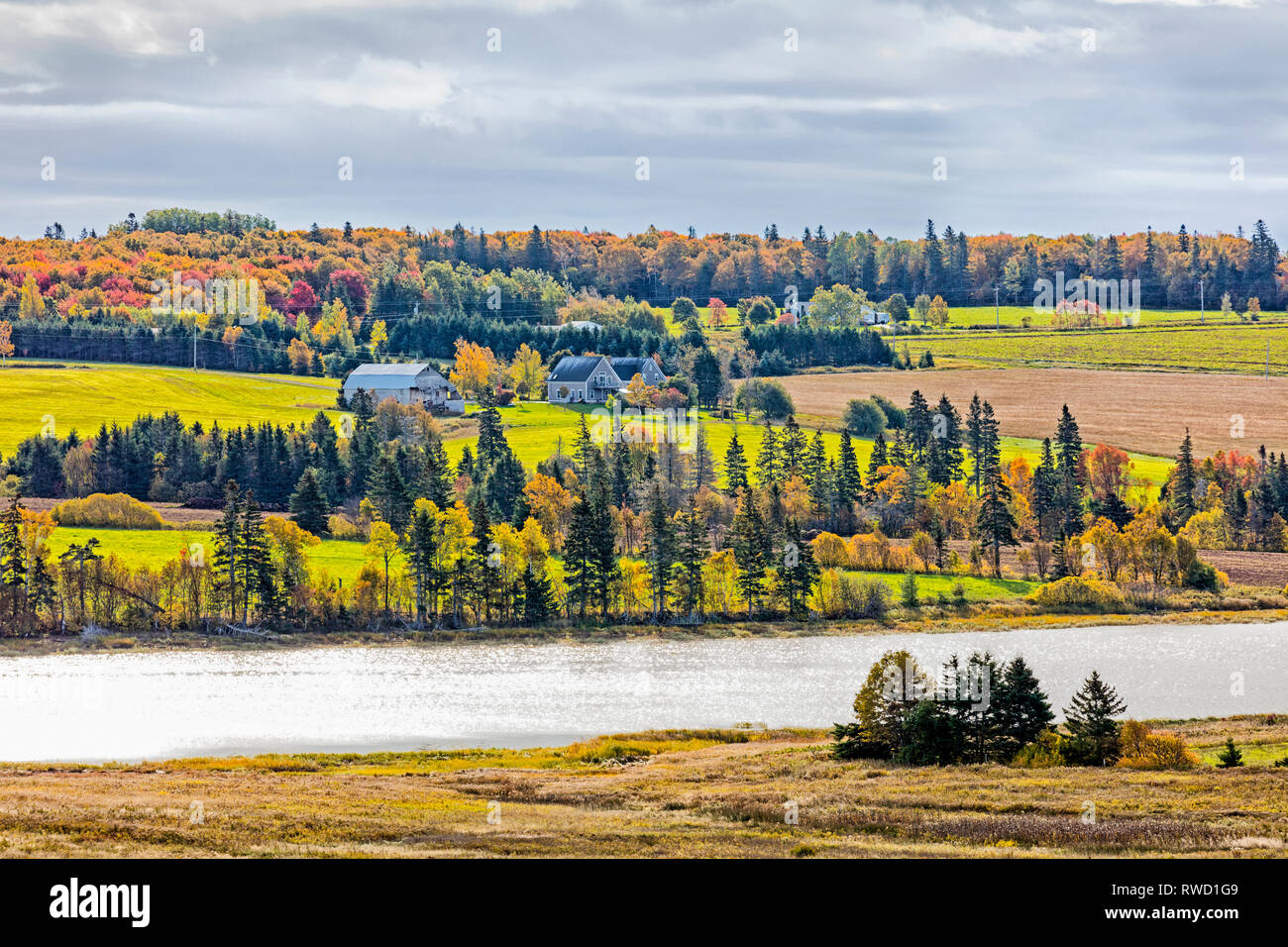Vista desde el río Clyde, Prince Edward Island, Canadá Foto de stock