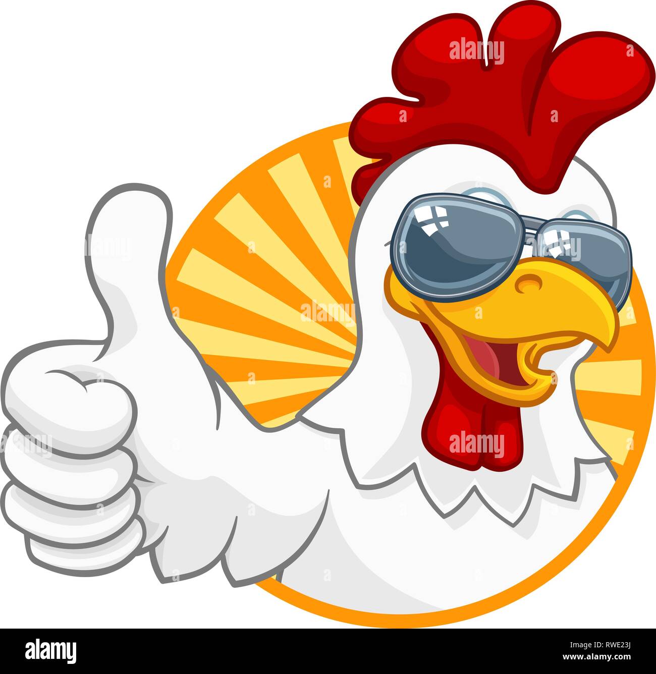 Pollo Gallo Gallo gafas de aves Cartoon Imagen Vector de stock - Alamy