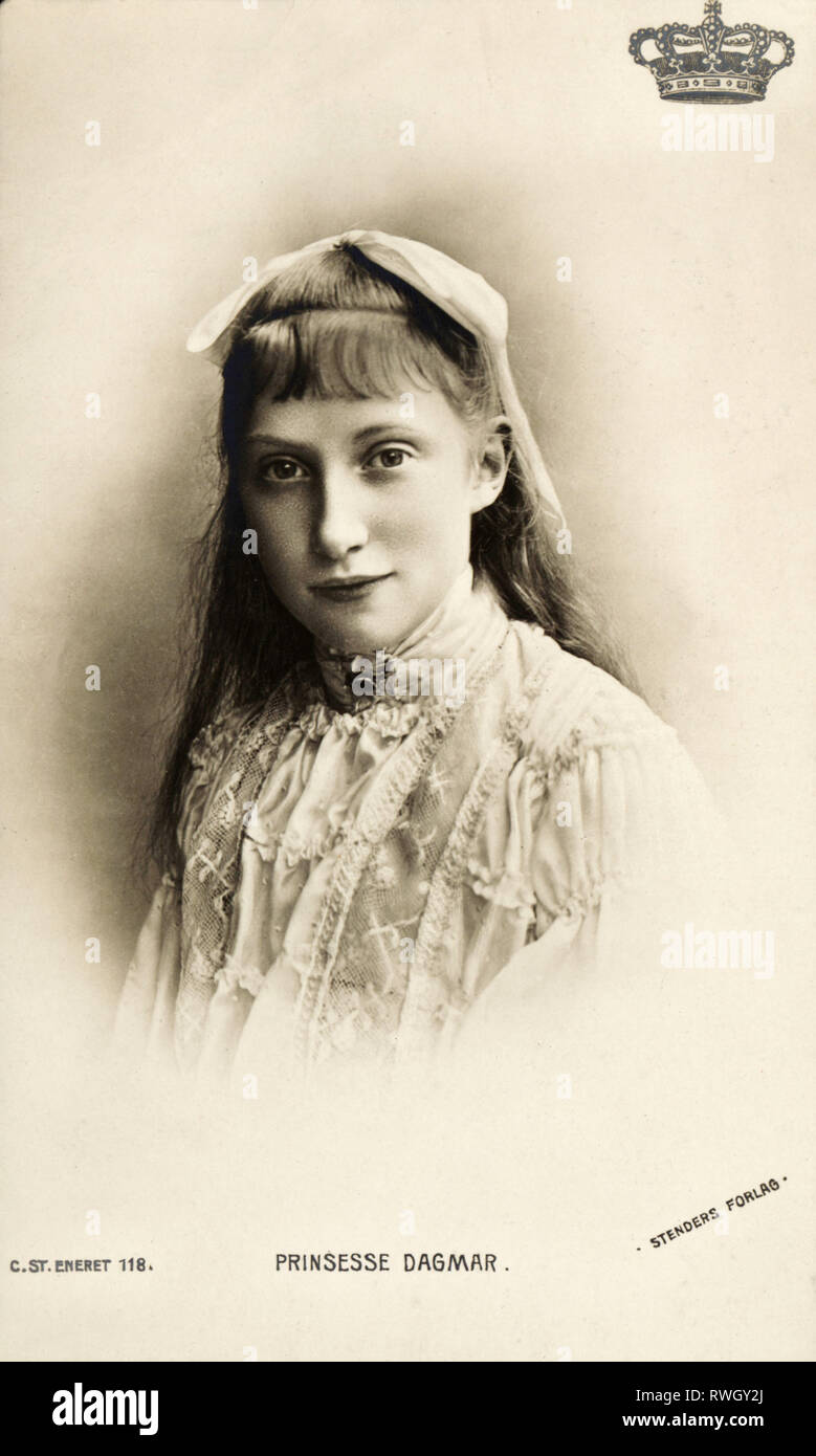 Dagmar, 23.5.1890 - 11.10.1961, princesa de Dinamarca, retrato, como un niño, tarjeta postal, circa 1900, Additional-Rights-Clearance-Info-Not-Available Foto de stock