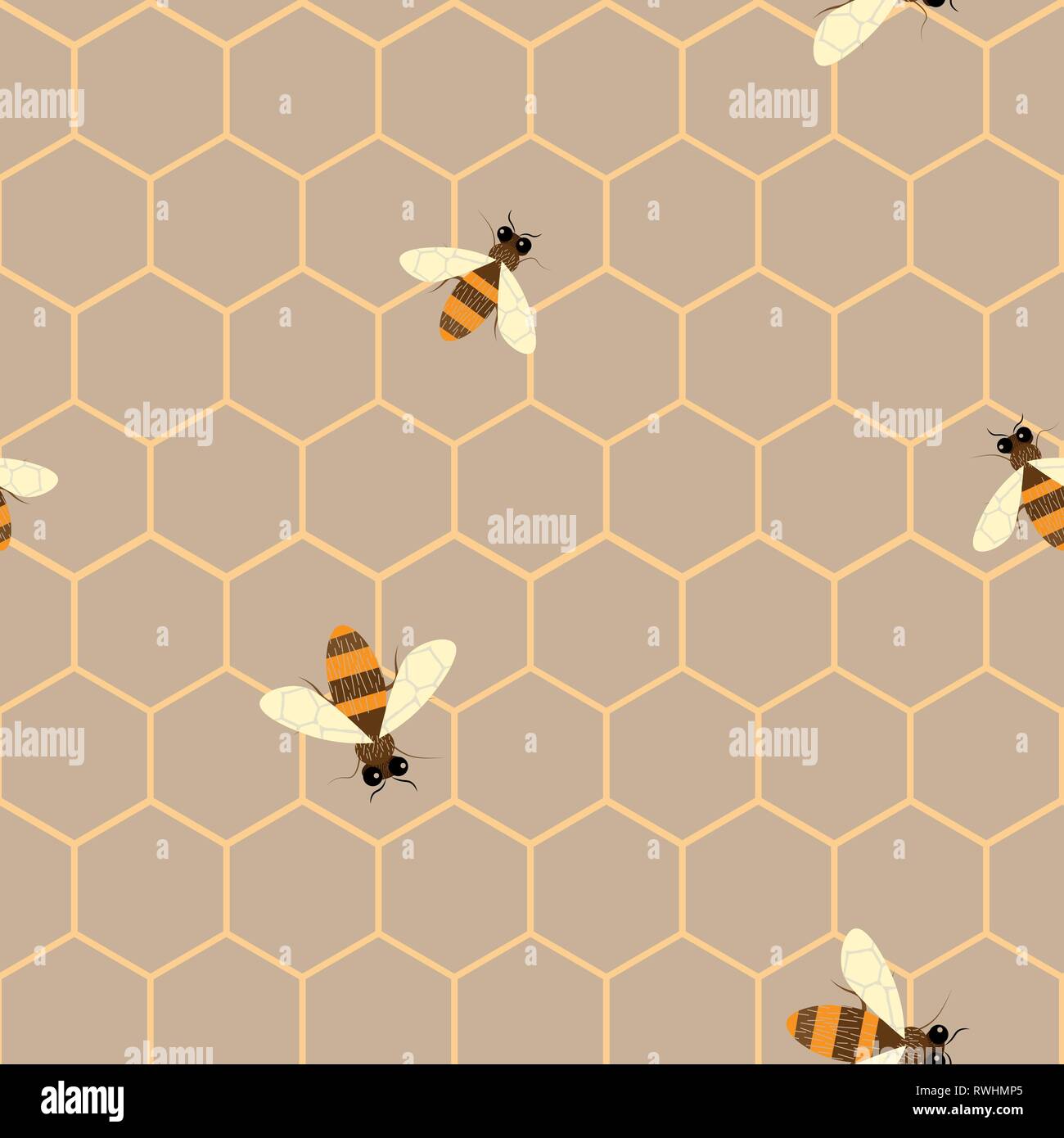Seamless Vector con patrón de panal de abeja y . Moderno diseño de miel  abstractos para el papel, tela, decoración interior y de otros usuarios. 10  EPS Imagen Vector de stock - Alamy