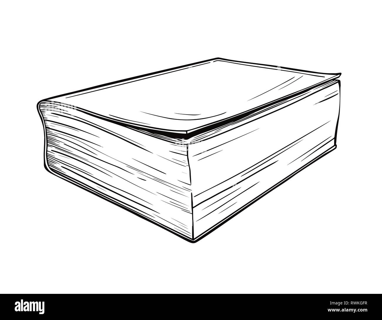 una pila de libros gruesos, una ilustración vectorial de dibujos animados  sobre un fondo blanco. un conjunto de imágenes en color y monocromáticas,  un boceto para un libro para colorear. 7808798 Vector