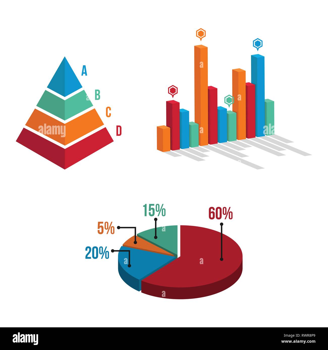 Herramientas de datos diagrama de finanzas y gráfico. Gráfico y gráfico de  datos del diagrama de negocios, finanzas, informe de gráficos, los datos de  la información estadística, infográfico anál Imagen Vector de