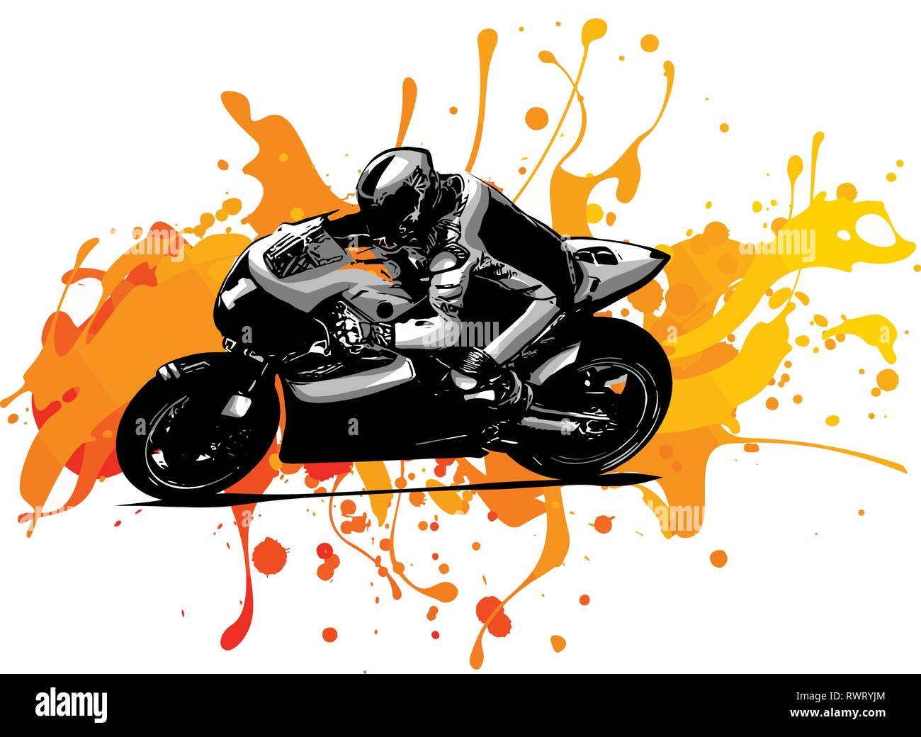Las carreras de motos de carrera motociclista ilustración Imagen Vector de  stock - Alamy