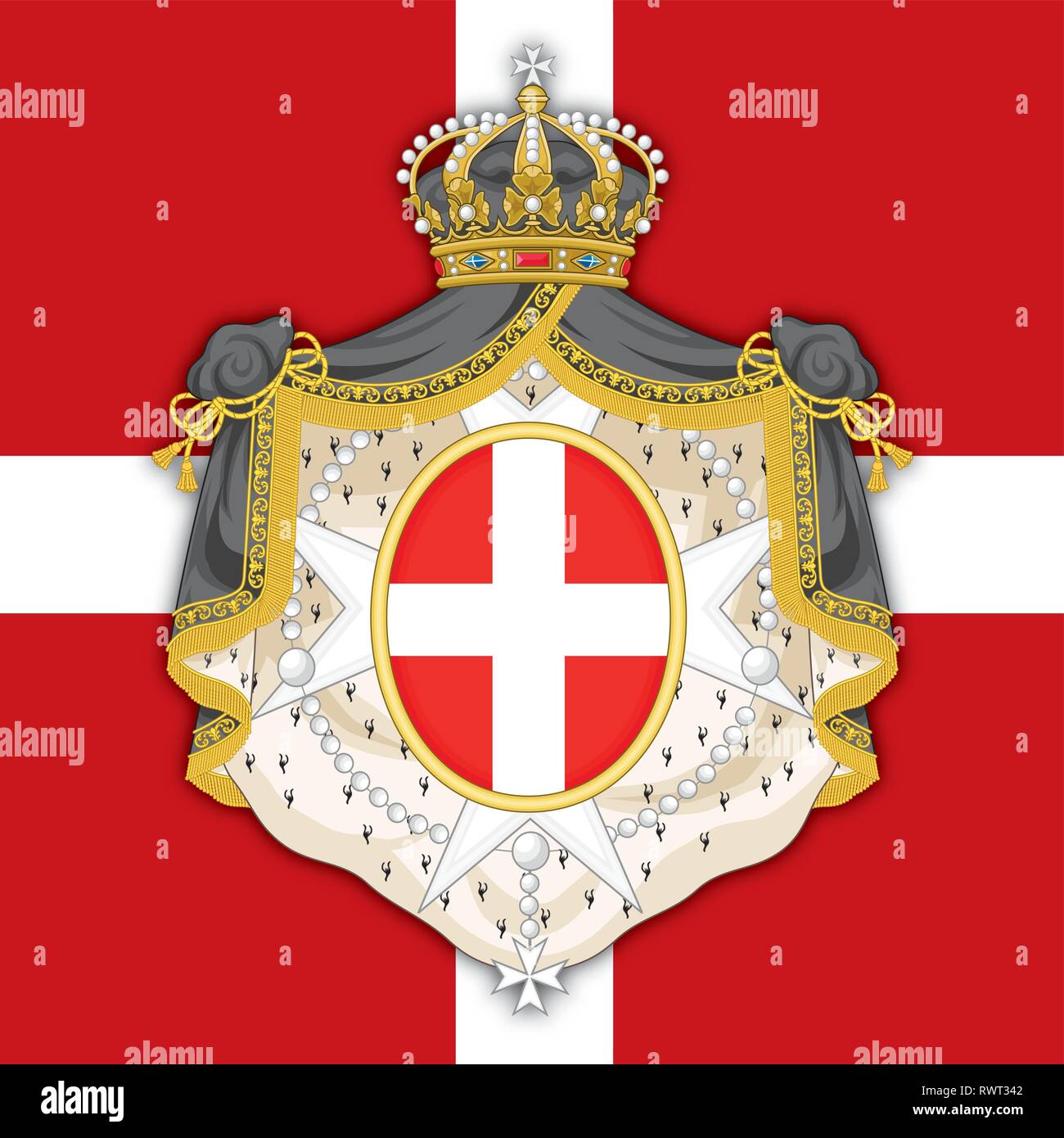 SMOM Soberana Orden Militar de Malta, el escudo de la bandera oficial, ilustración vectorial Ilustración del Vector