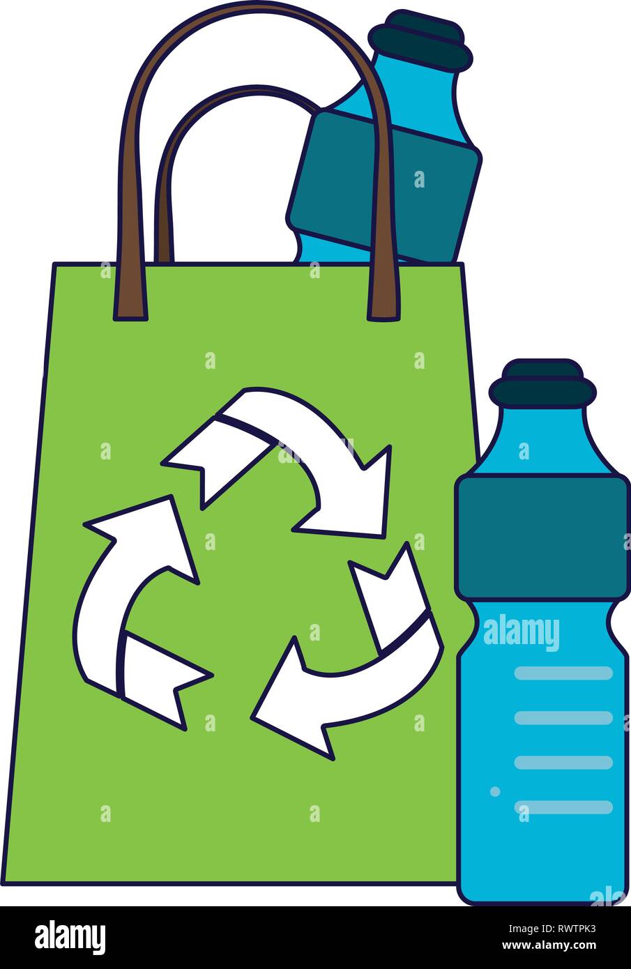 Reciclar bolsas y botellas de agua Imagen Vector de stock - Alamy