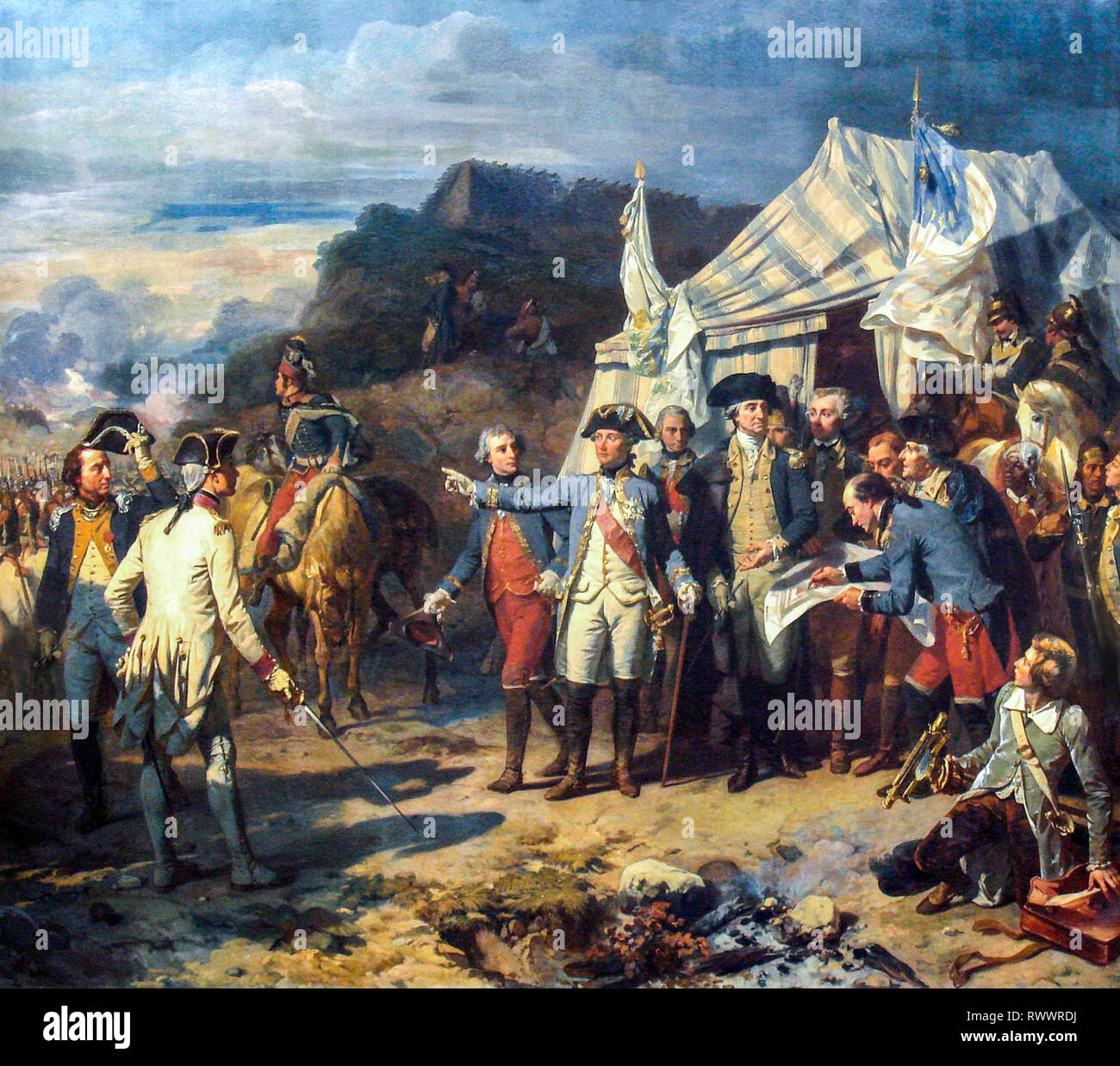 El asedio de Yorktown (octubre de 1781), 1836, pintura de Auguste Couder Foto de stock
