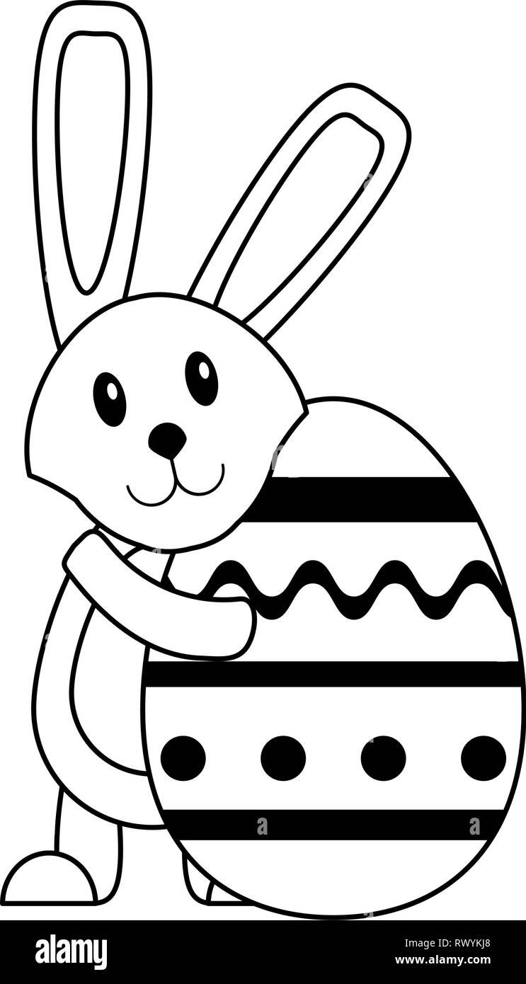 El día de Pascua Cute dibujos animados en blanco y negro Imagen Vector de  stock - Alamy