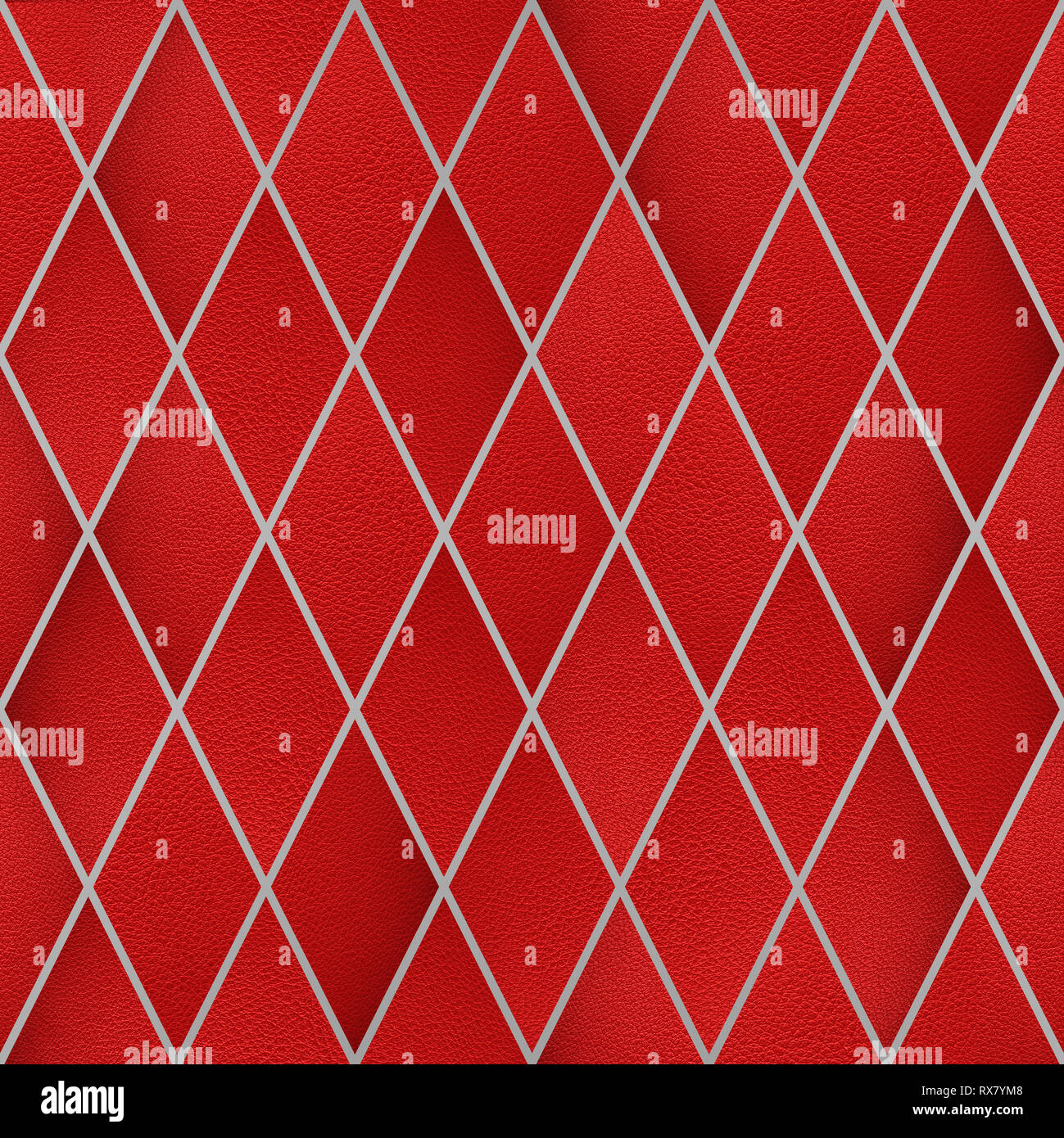 En cuero rojo rhombus patrón, papel tapiz de fondo de la trama de textura fluida Foto de stock