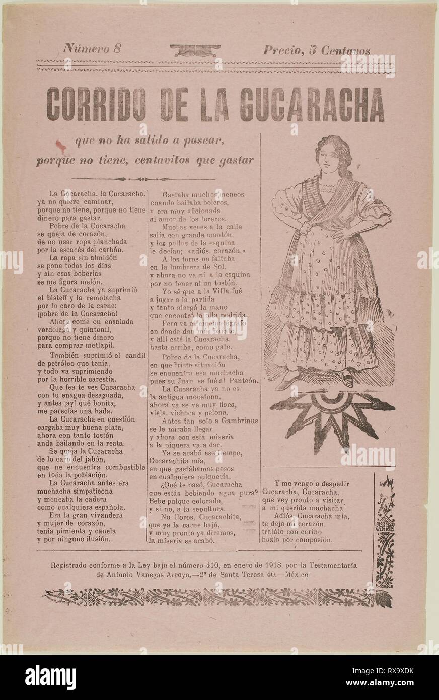 Corrido De La Cucaracha Jose Guadalupe Posada Mexicano 1852